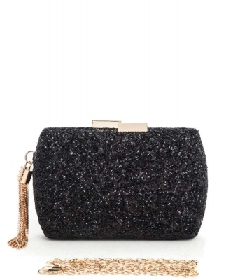Glitter Iconic Box Clutch Bag F660 BLACK